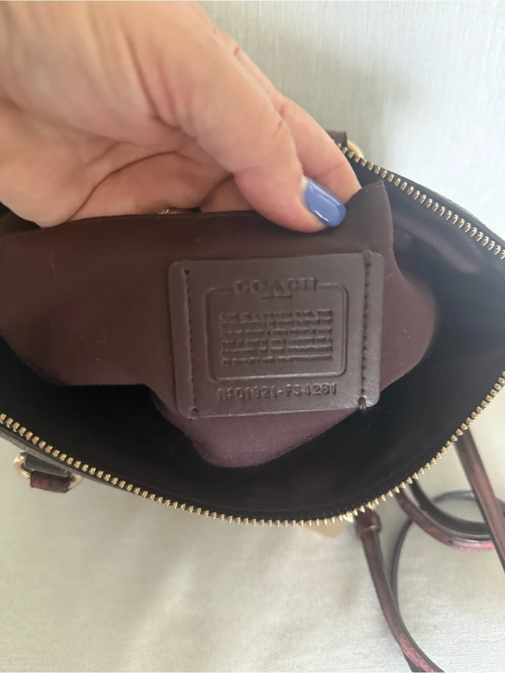 COACH Mini Emma Satchel Black Pebbled Leather Mixed with Signature Canvas